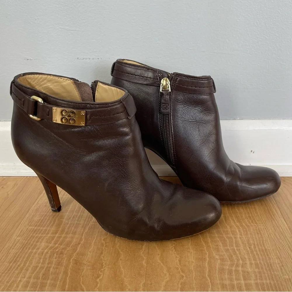 Coach Brown Biancca Bootie Soft Calf Leather Round Toe Boot Stiletto Shoe